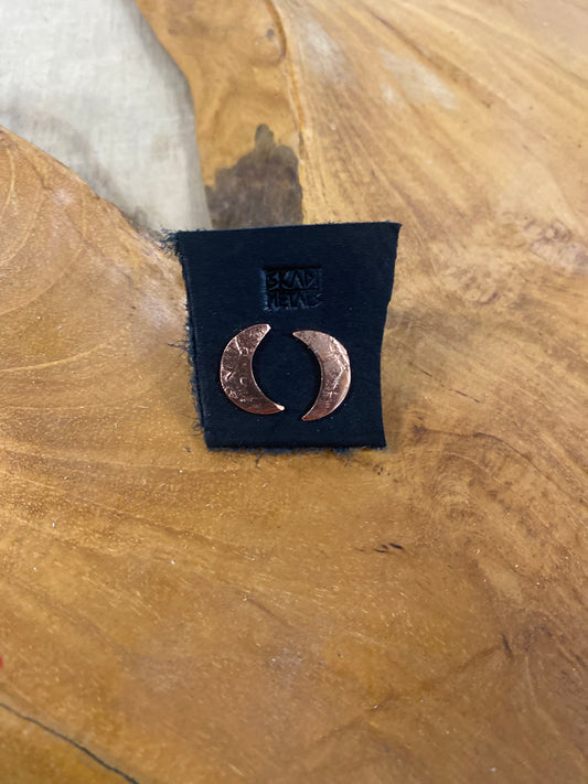 copper crescent moon studs